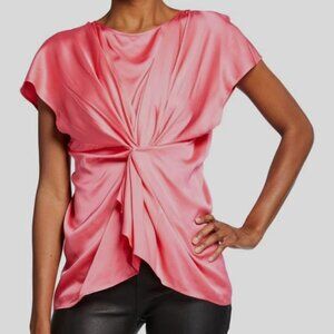 MM6 Maison Margiela Pink Twist-Front Satin Blouse Size 40